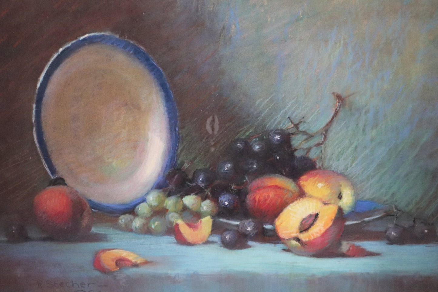 Ruth Stecher 1982 PSA Framed EXQUISITE Fruit Still Life Pastel