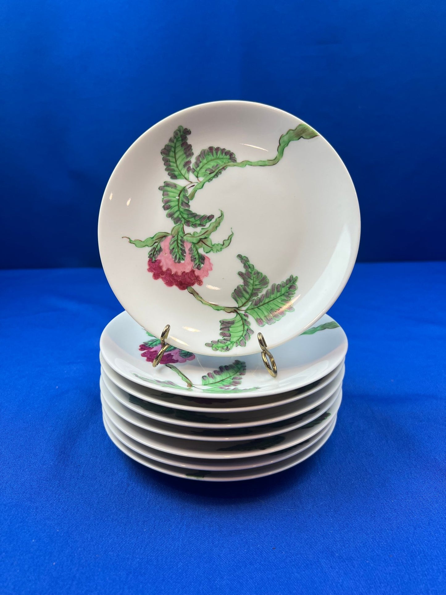 German Porcelain 6" Plates - Signed "Palm Beach - Au Bon Gout - Arzberg Germany"