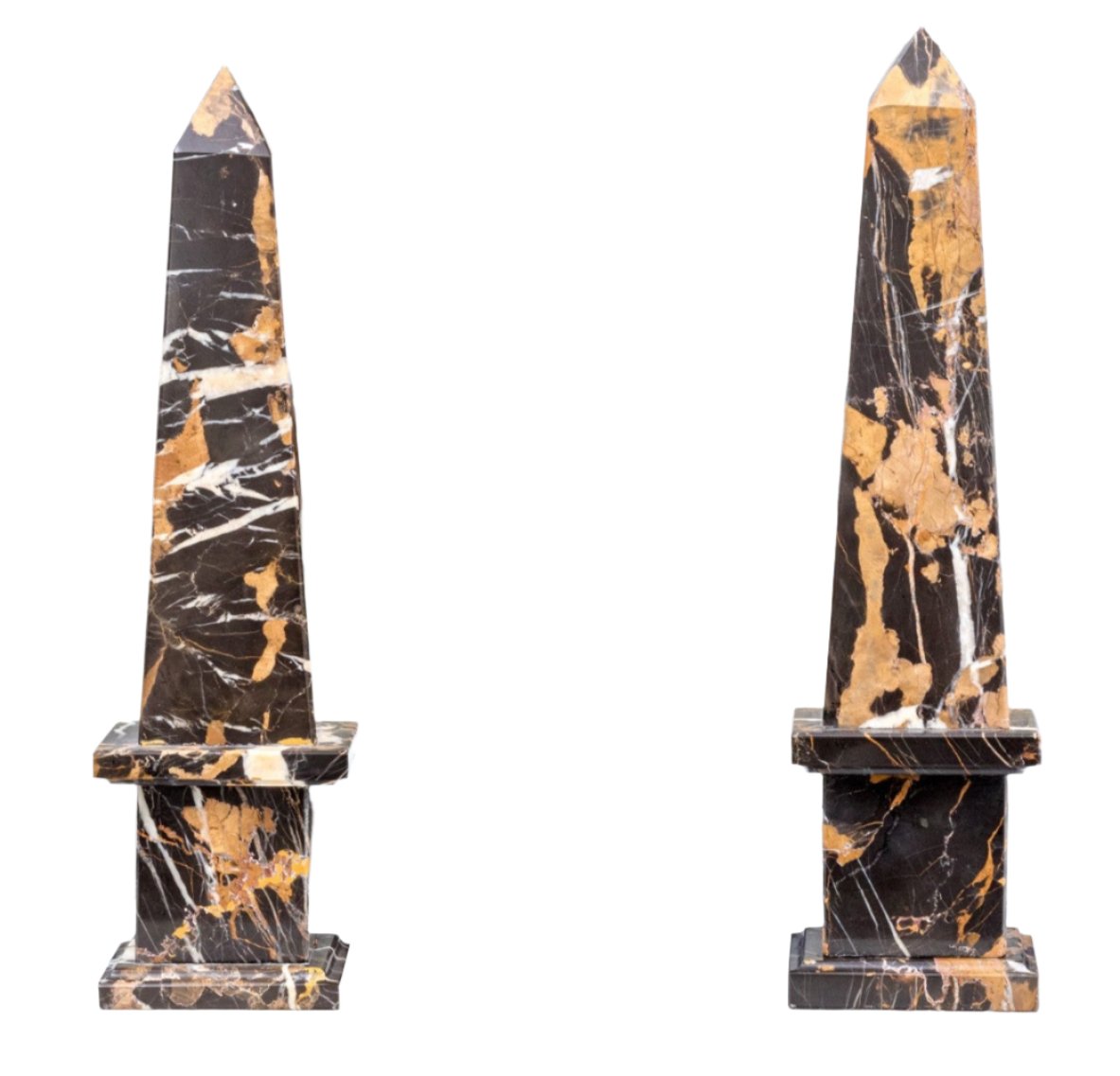 Impressive Pair Of Carved Marble Obelisks