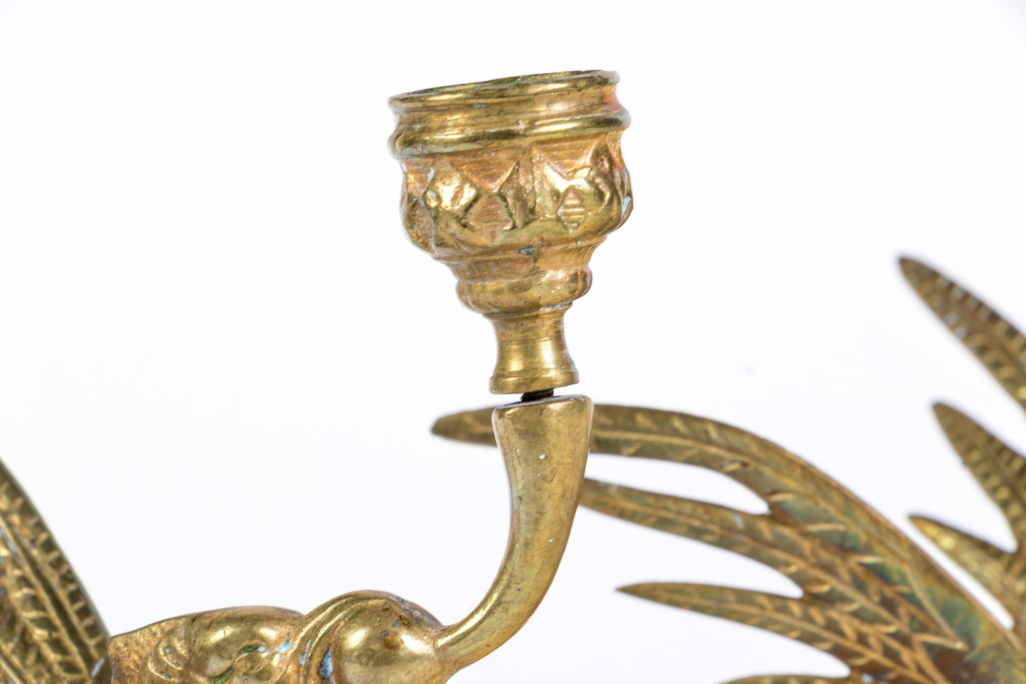 Rare Pair Of Antique Brass Mythical Beast Form Candlesticks