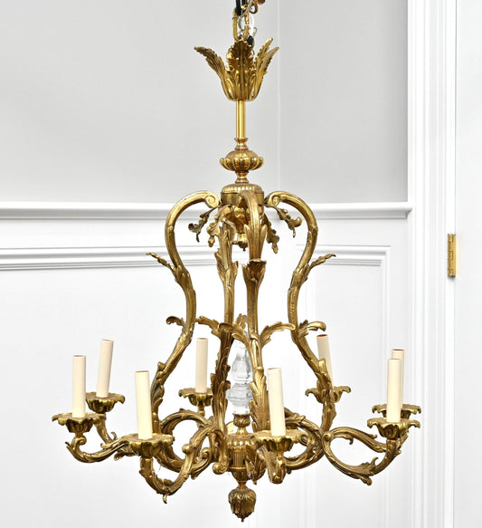 French Rococo Revival Gilt Bronze Eight-light Chandelier