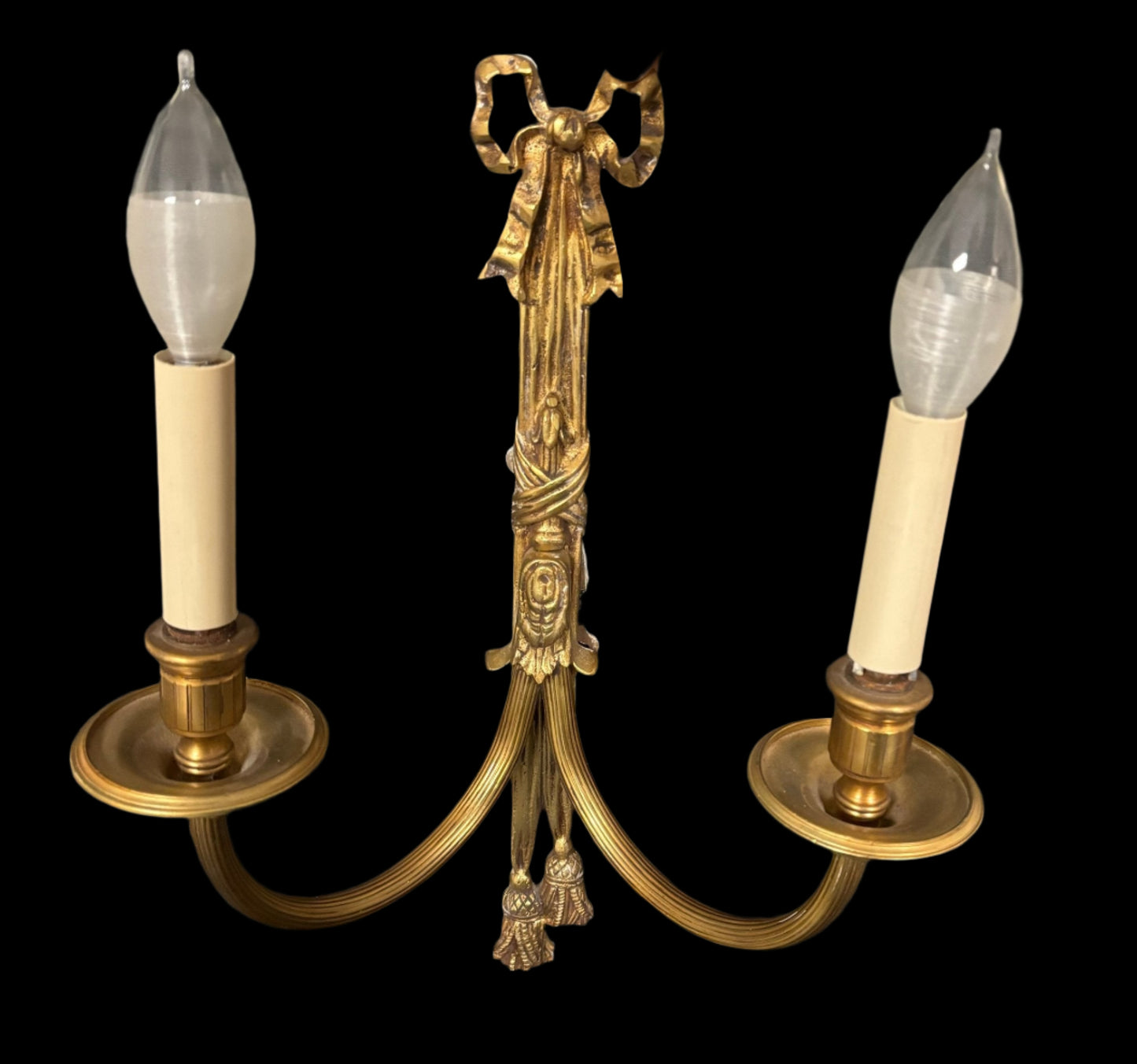 French Gilded Ribbon Wall Light, Bronze