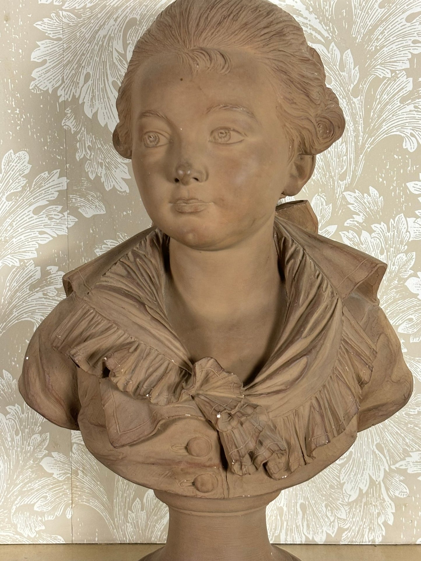 Rare one of a kind Antique French Terracotta Bust, signed Augustin Pajou (1730 - 1809)