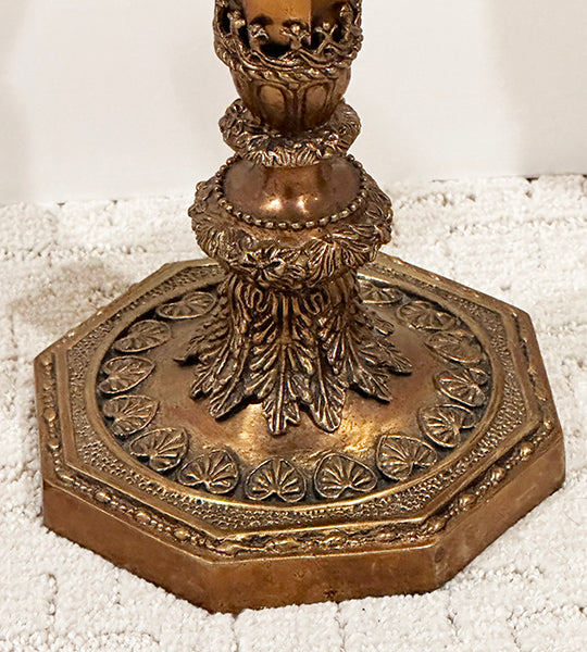 Fabulous Pair Of Antique French Bronze Candlesticks - 15" Tall