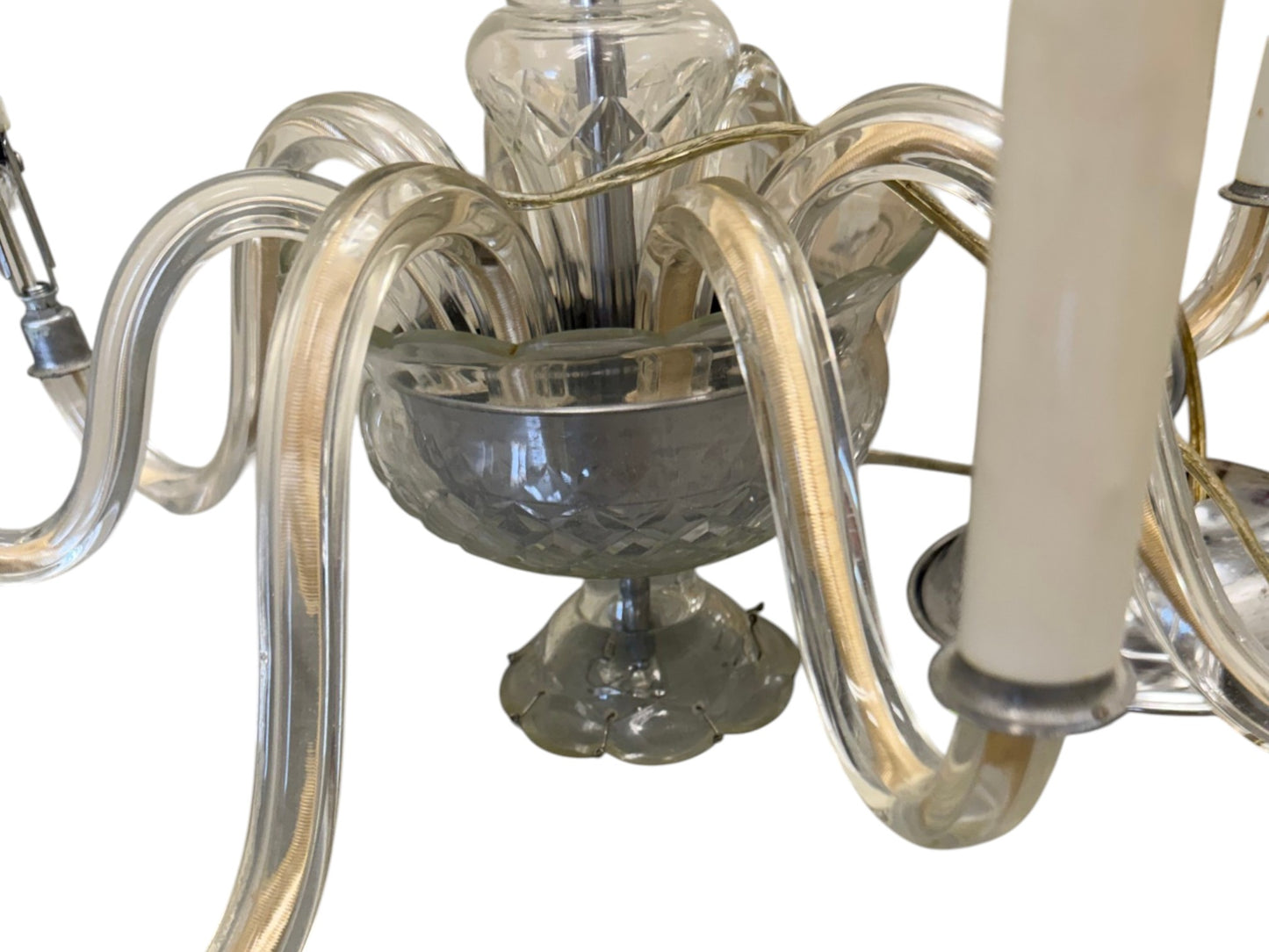 Vintage (1920s) Italian Murano Crystal Glass Chandelier with 8 arms.