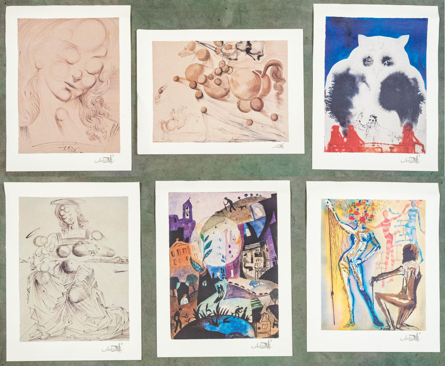 Suite Of Six After Salvador Dali Lithographic Prints On Paper by the Master Chromist Vincenzo Salermo