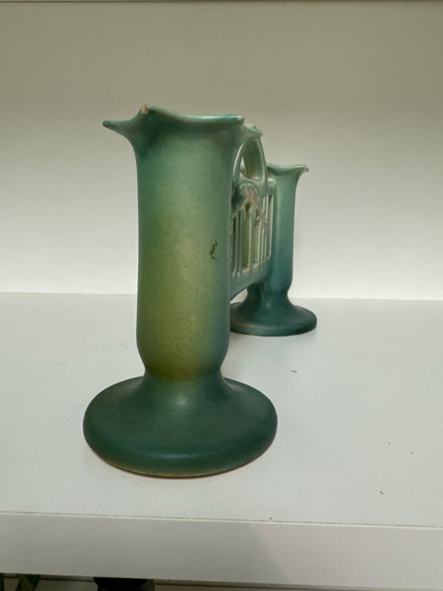 Roseville Bleeding Hearts Double Bud Vase/Candle Holder