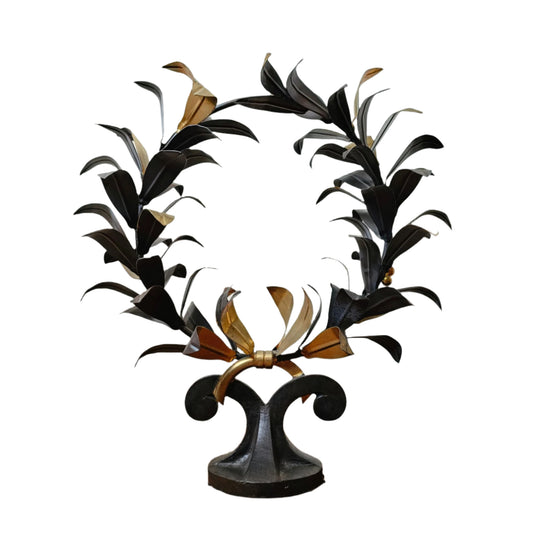 Vintage Large And Heavy Bronze Metal Wreath Sculpture