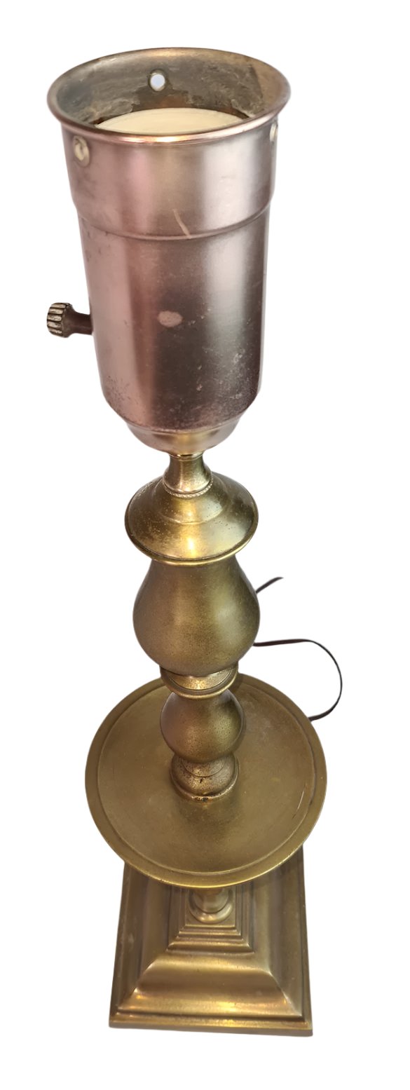 Vintage Tall Solid Brass Asian Style Candlestick Lamp
