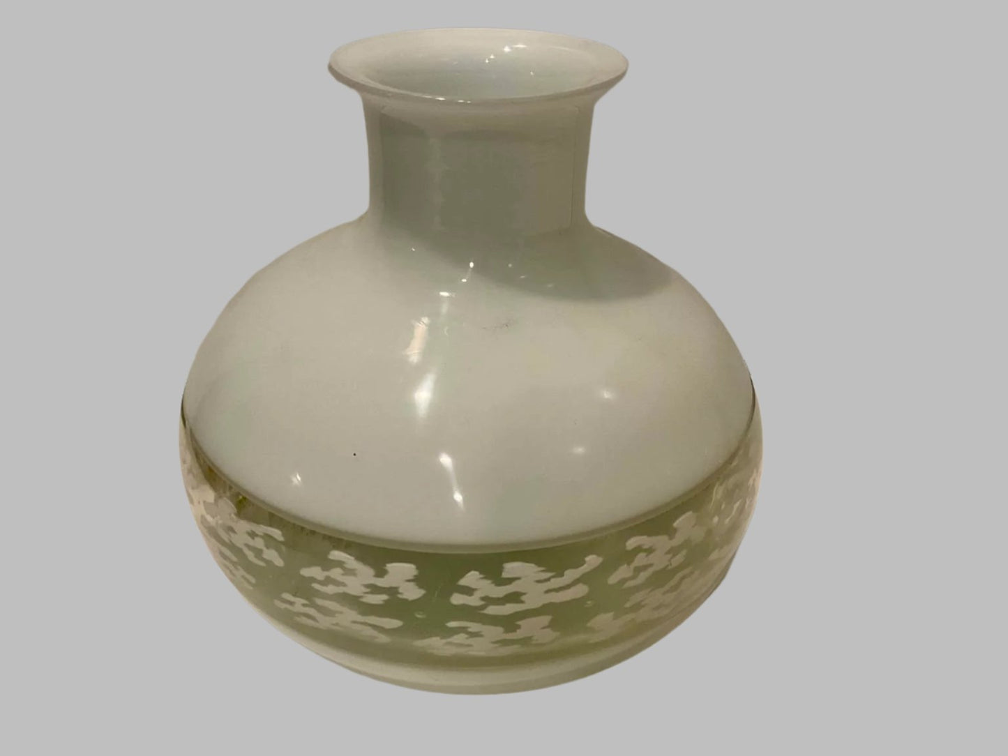 Vintage White Art Glass Vase, Luciano Gaspari, 1964, for Salviati & C.  Signed