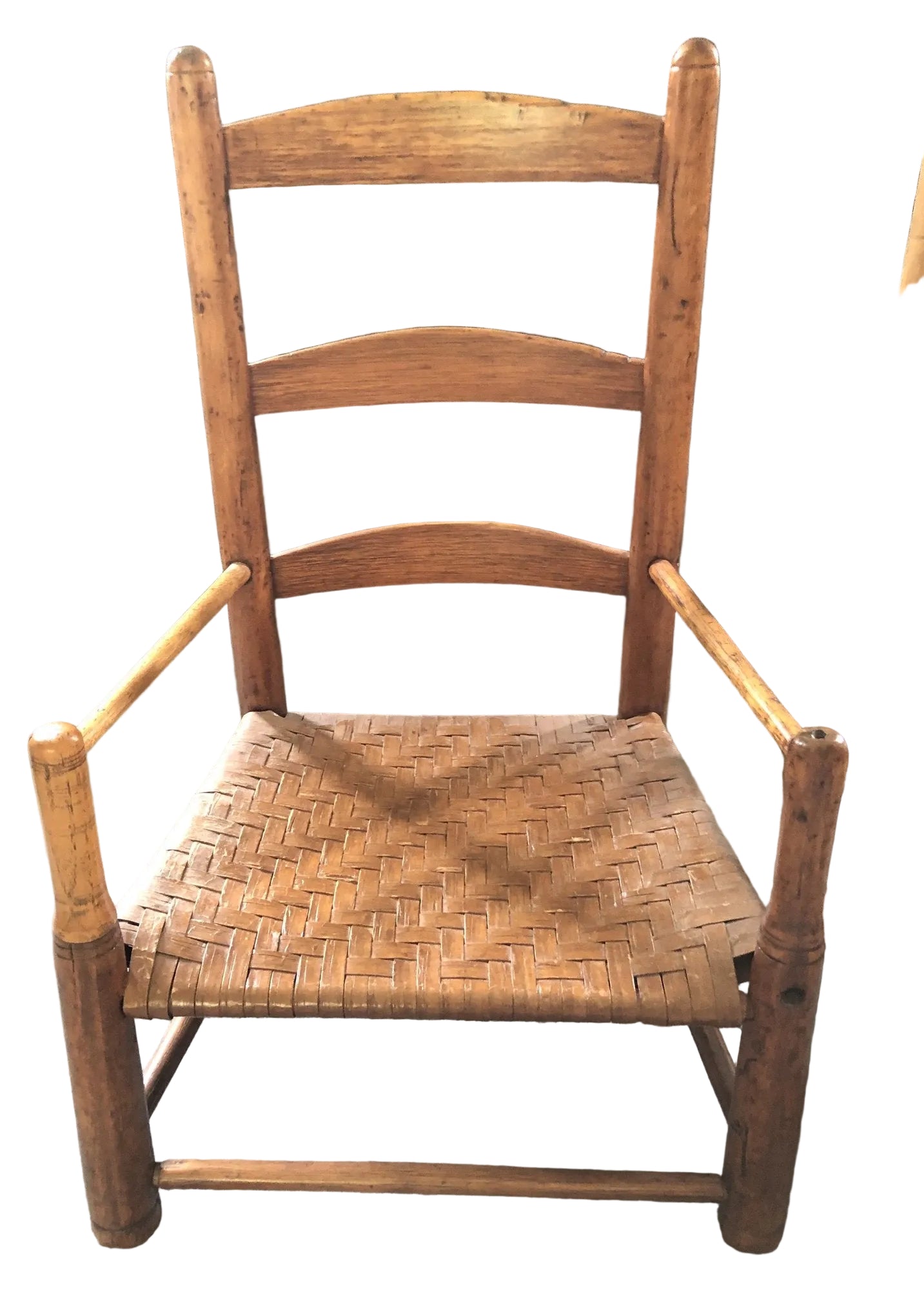 Antique Children's Ladder Back Splint Weave Seat Chair