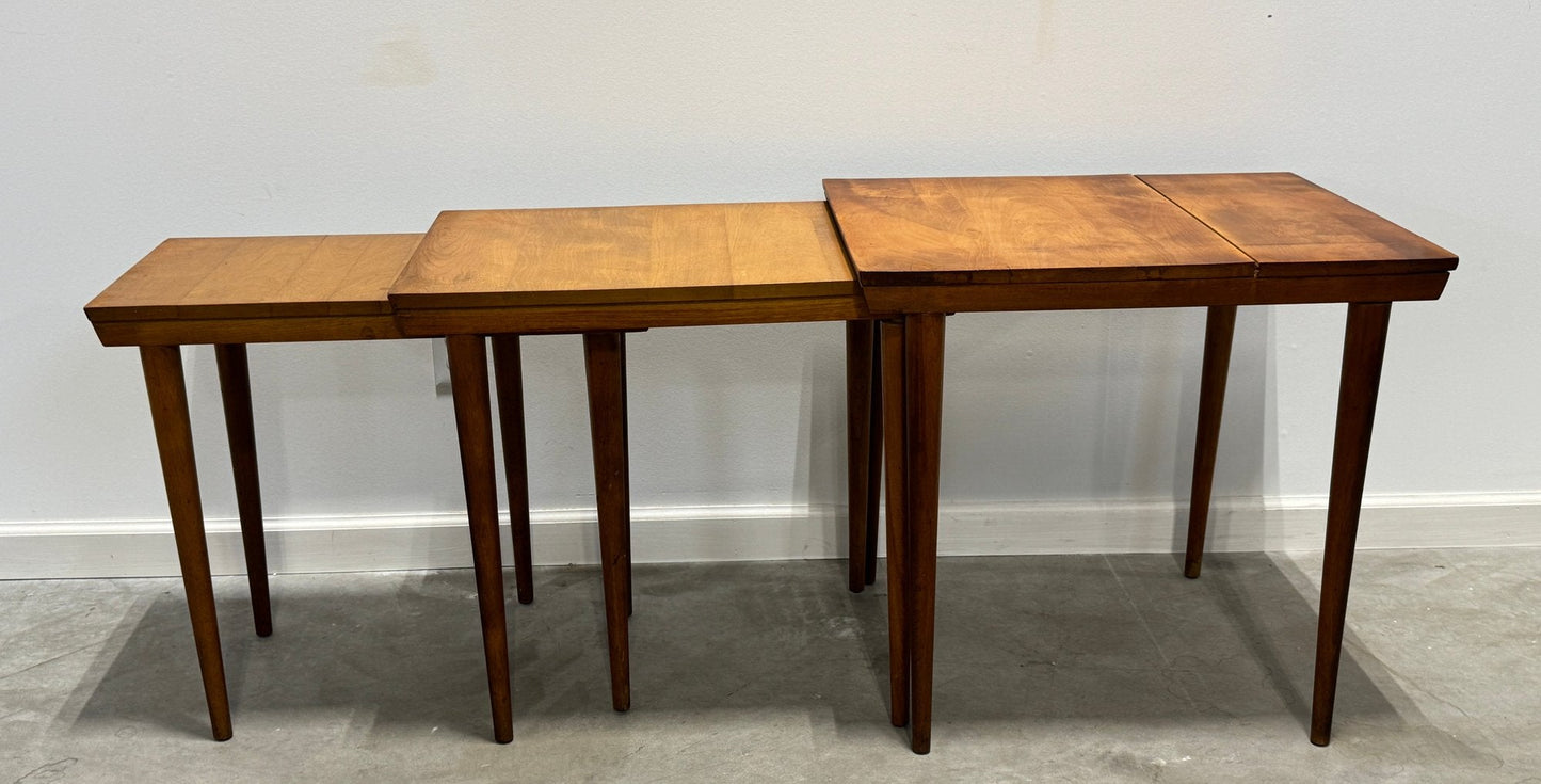 Set of Three Russel Wright for Conant Ball American Modern Maple Nesting Tables, c. 1940s–1950s