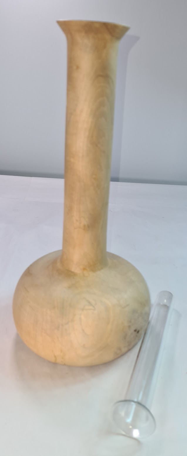 Handcrafted Wooden Vase with glass insert