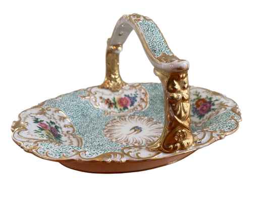 Beautiful Antique Hand Decorated Porcelain Basket