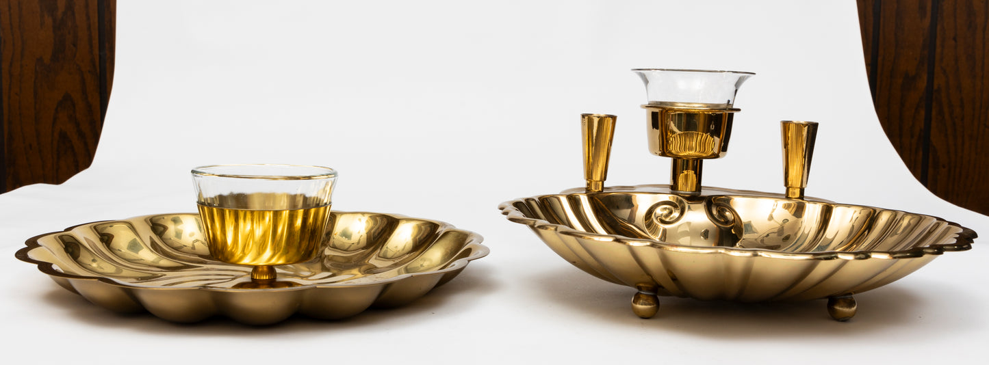 Pair of Solid Brass Seafood Serving Platters