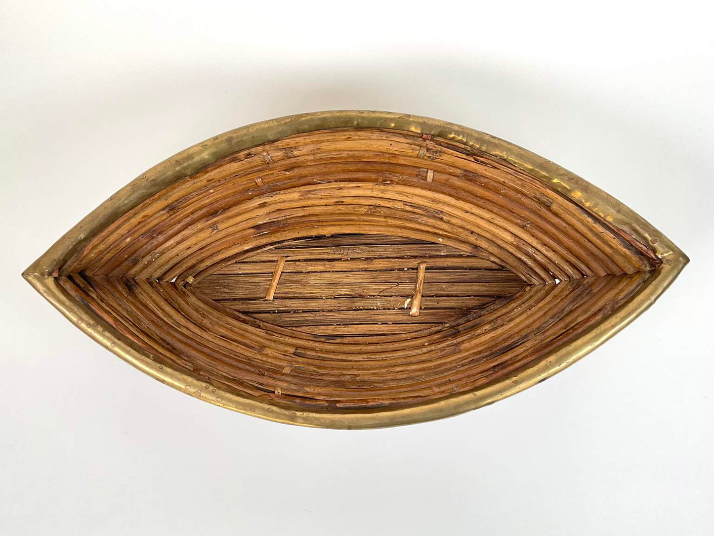 Pencil Reed Brass Banded Bowl, Late 20th century
