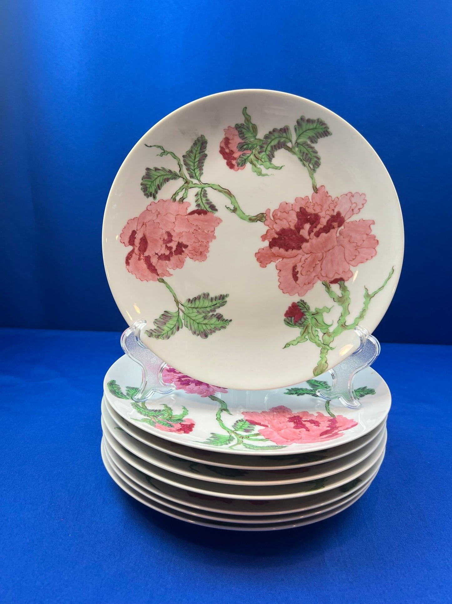 German Porcelain 10" Plates - Signed "Palm Beach - Au Bon Gout - Arzberg Germany"