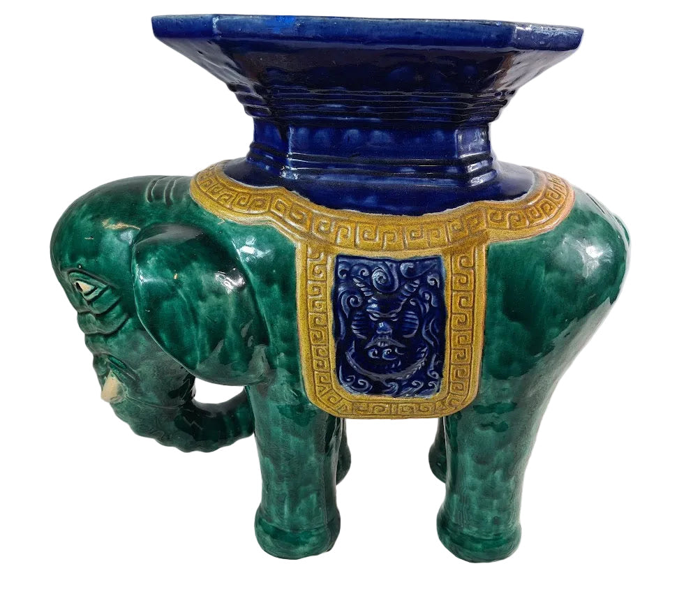 Antique Chinese Shiwan Ceramic Elephant Garden Stool