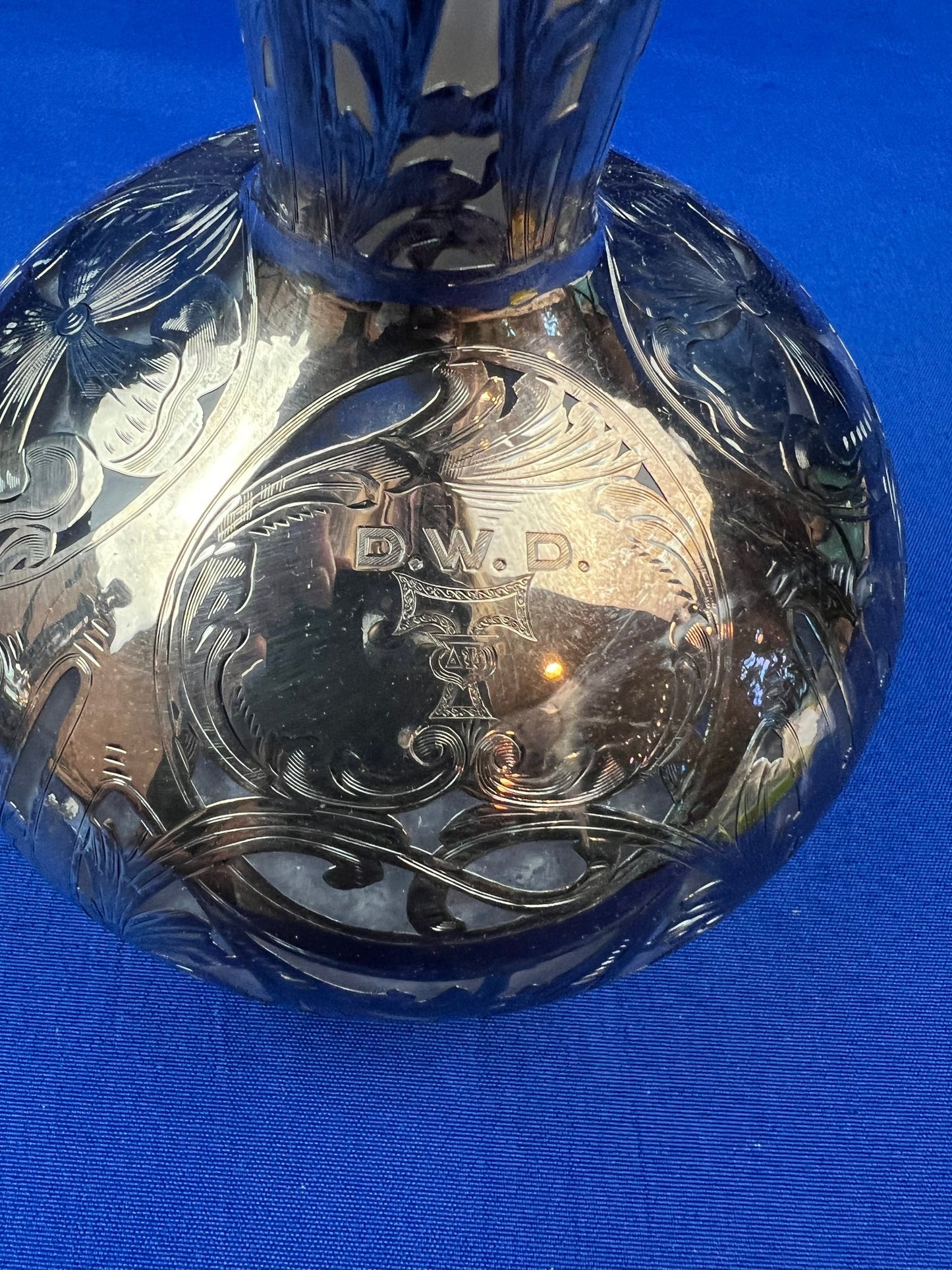 Outstanding Black Starr & Frost Silver Overlay Decanter - Signed "Black Starr & Frost - Fine Silver"