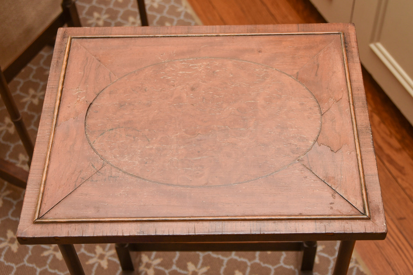 English Regency Revival Burl Wood & Inlaid Nesting Tables, Early 20th Century
