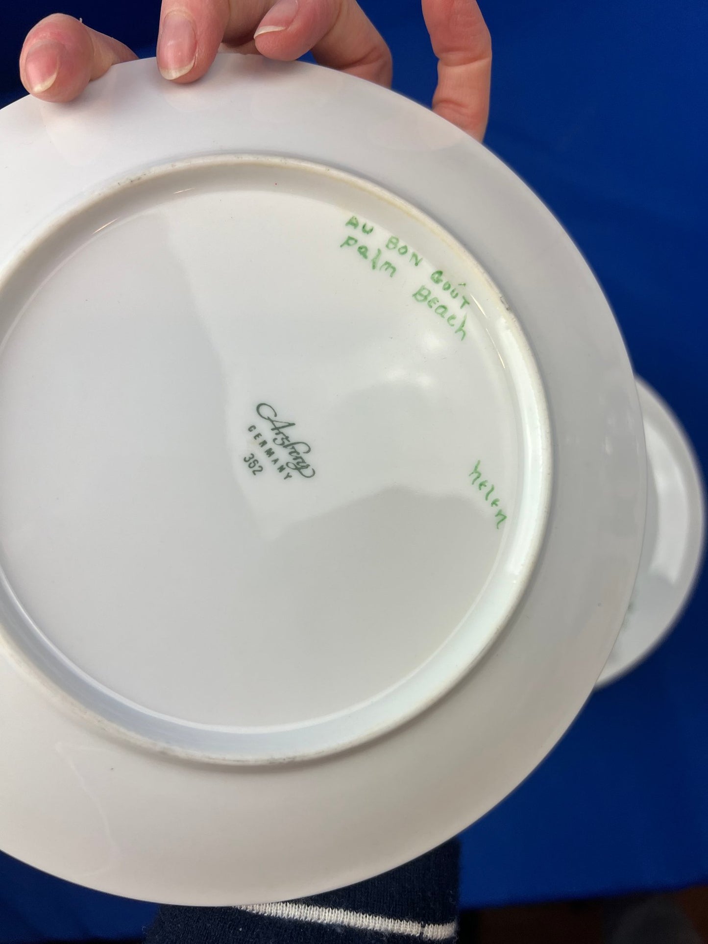 German Porcelain 8" Plates - Signed "Palm Beach - Au Bon Gout - Arzberg Germany"