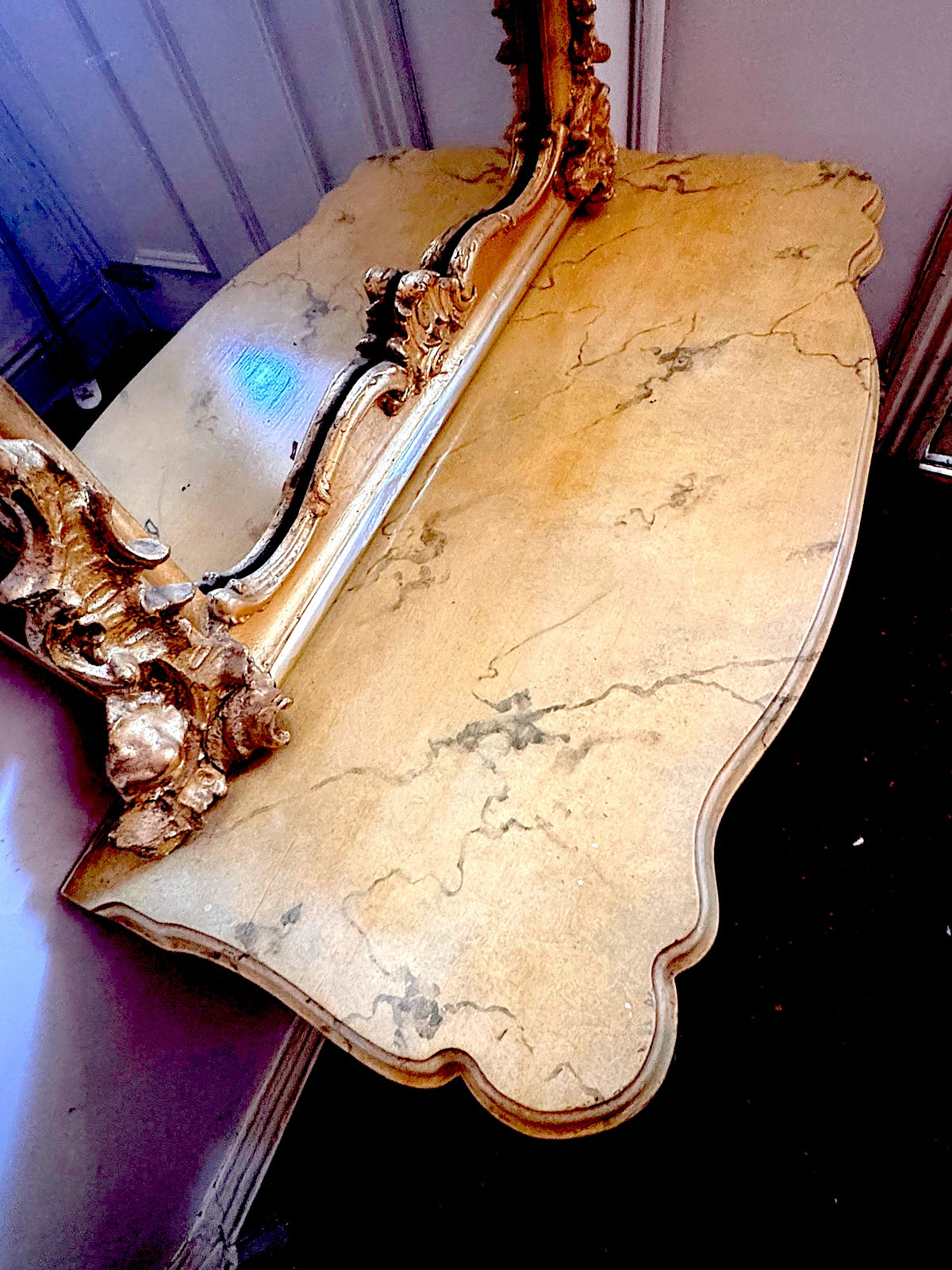 Monumental 19th-Century Rococo Revival Giltwood Pier Mirror &amp; Matching Console, c. 1860–1875