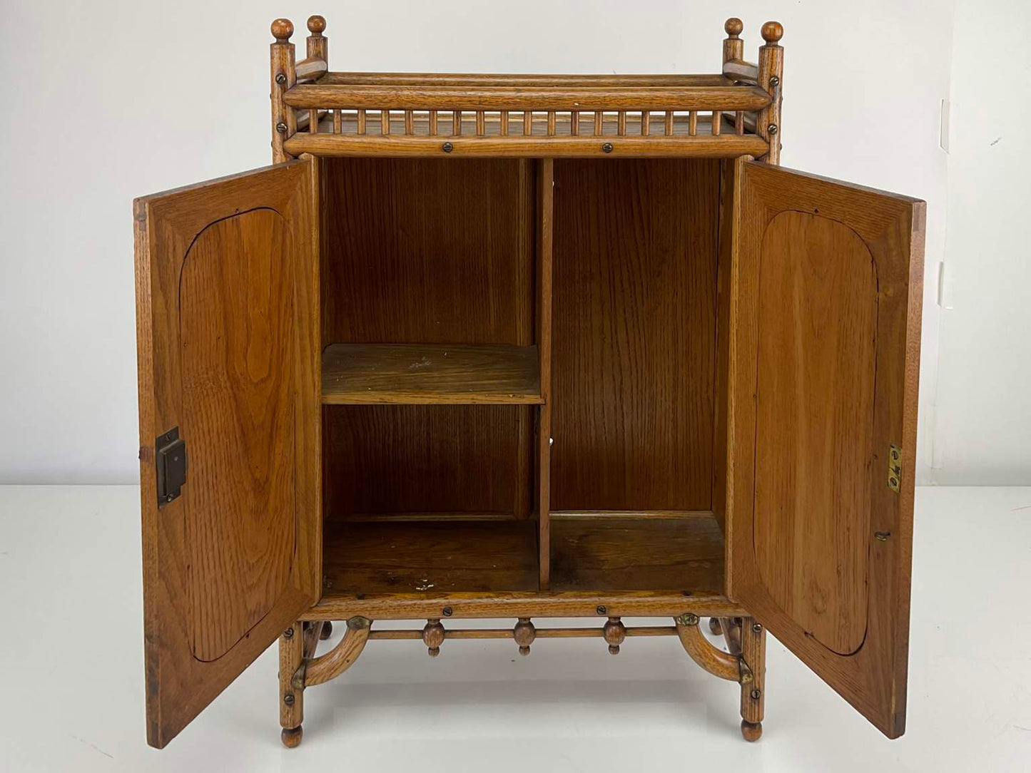 Vintage Oak Mirrored Vanity Cabinet