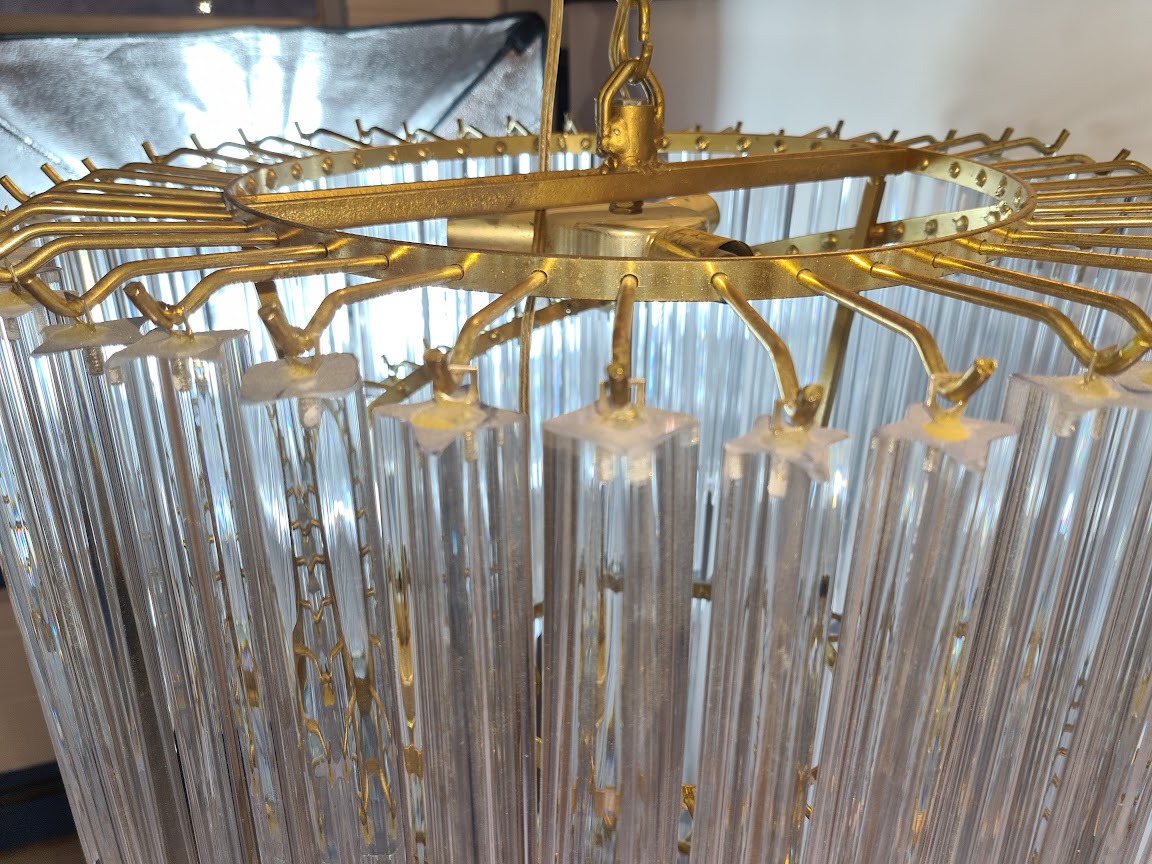 Very Large Vintage Italian Murano Glass Spiral Chandelier 55"