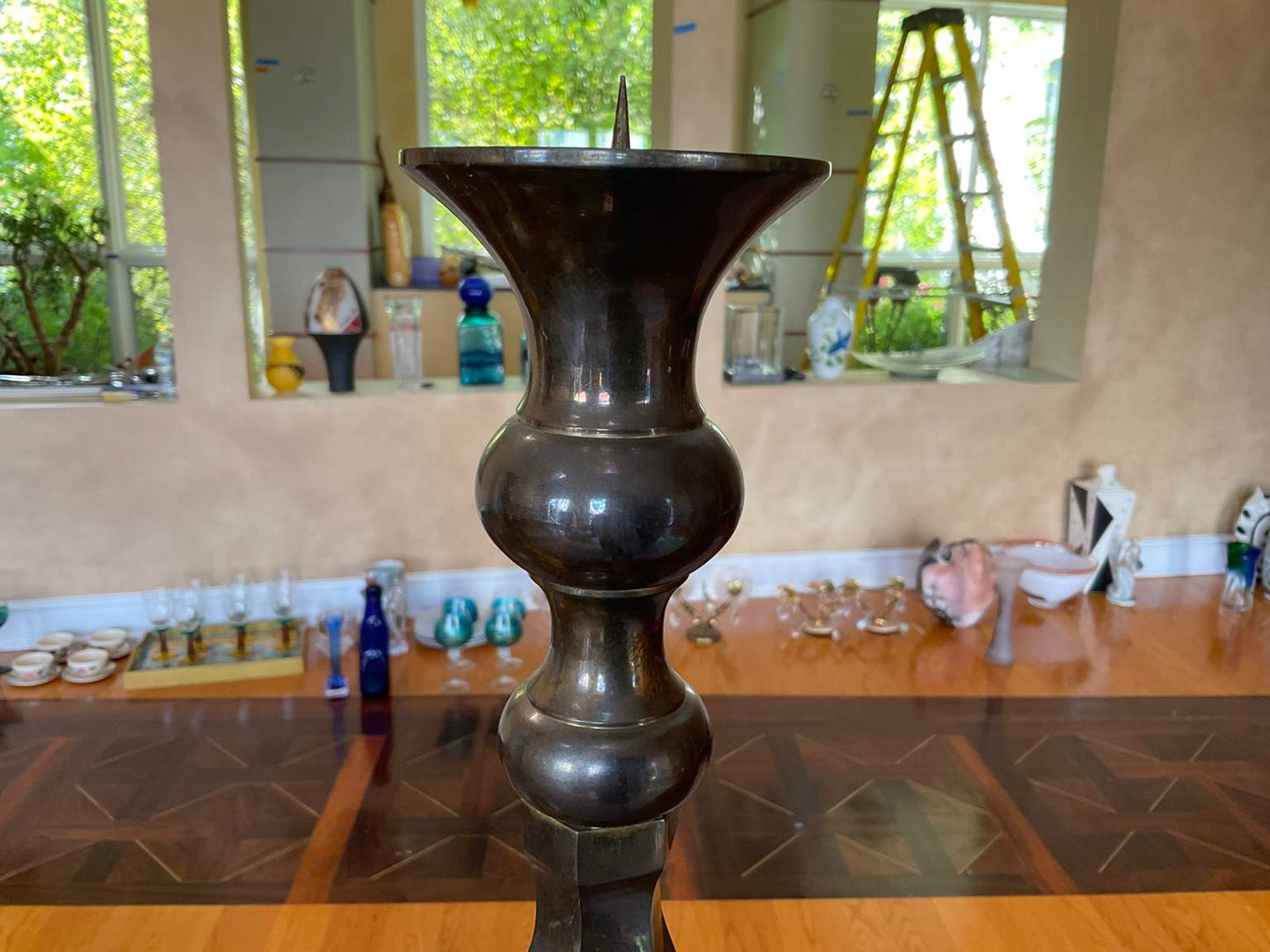 Pair of Vintage Brass Pillar Candle Holders