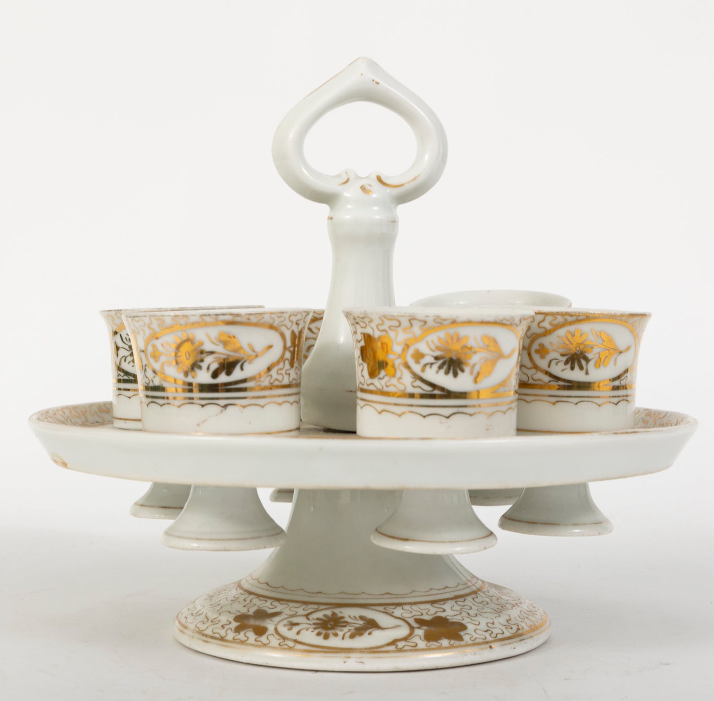 Rare Vintage Porcelain 6 Egg Cruet Stand / Egg Cups &  Stand