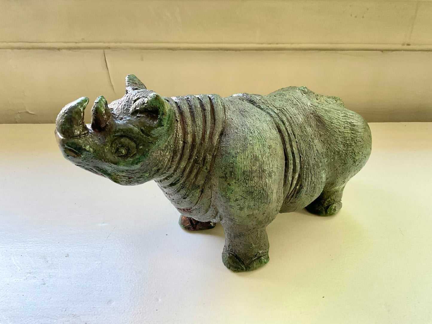 Vintage Rhinoceros Scultpure, Signed