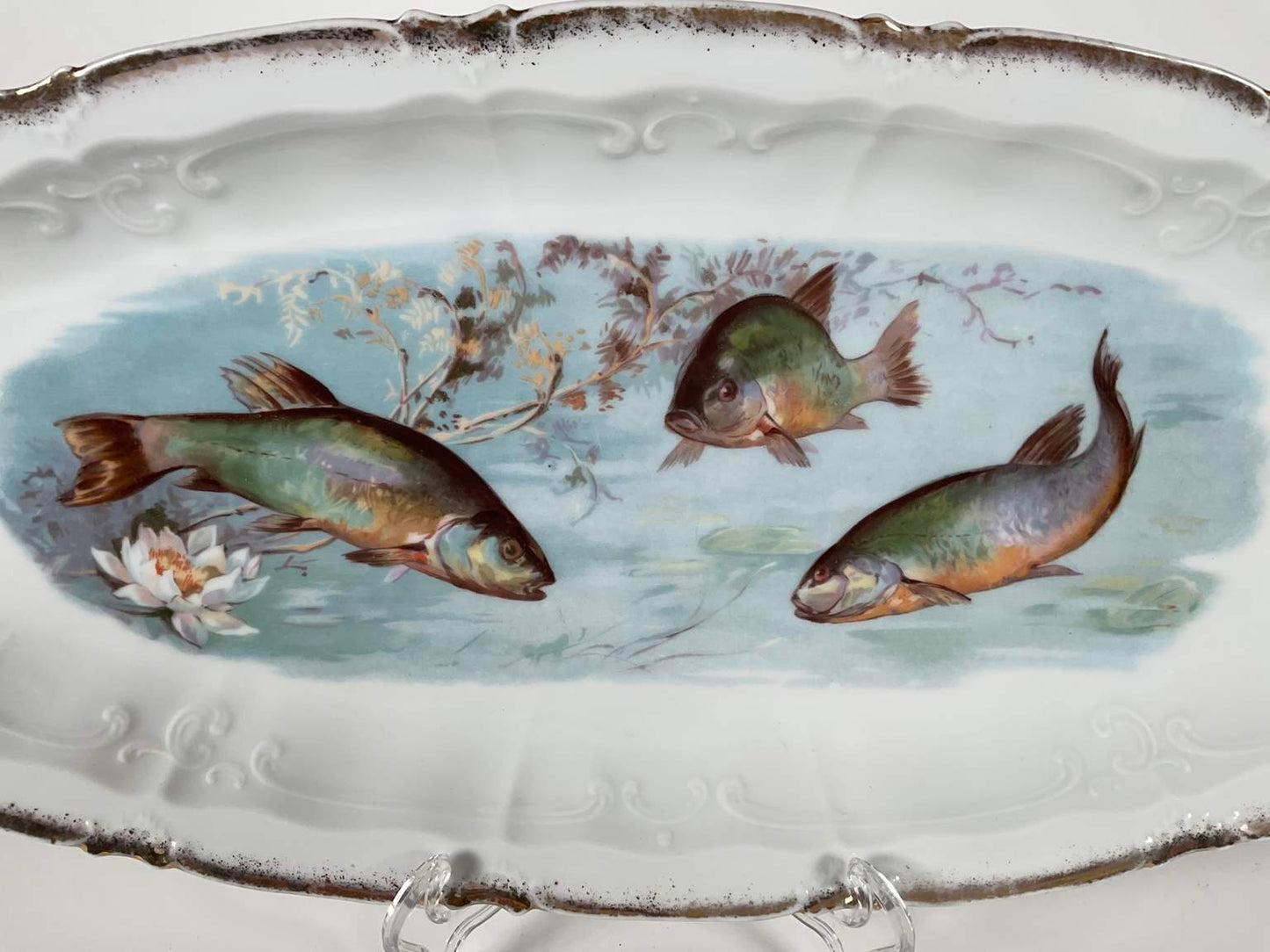 Collection of Antique Victoria Austria Porcelain Fish Dinnerware - 14 pcs