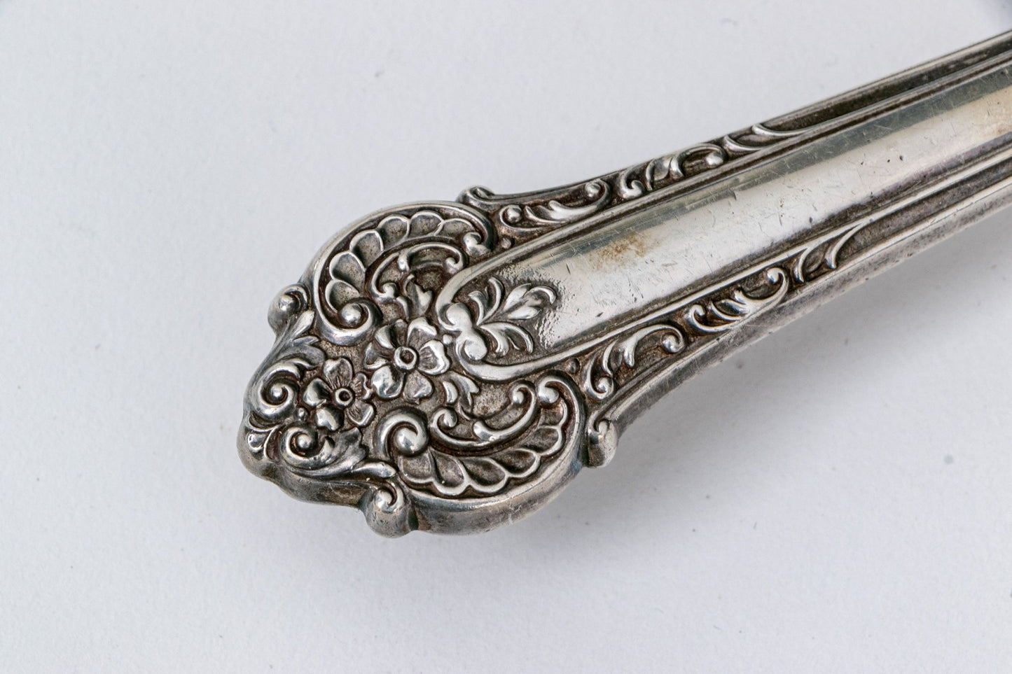 Vintage Sterling Handled Steel Blades Weighted Carving Knife and Sharpener