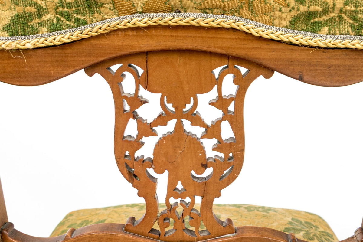 Two Antique Art Nouveau Period Fruit Wood Parlor Chairs