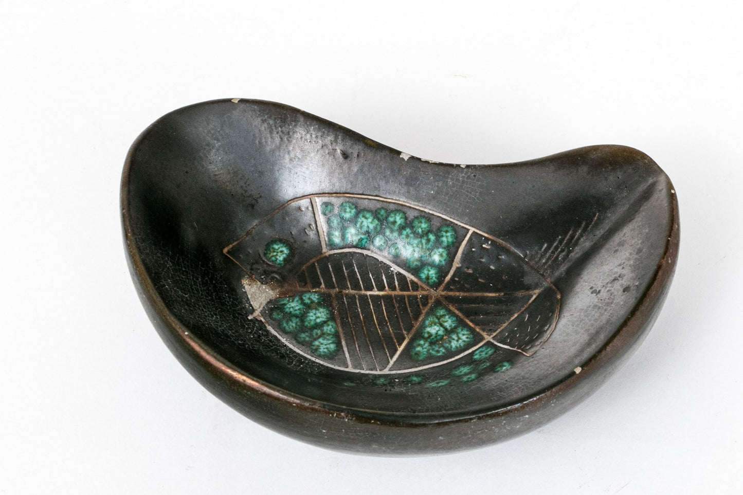 Rare one of a kind MGM Ceramic Dish Fish/Bird Motif attributed to Astrid Tjalk (Denmark)