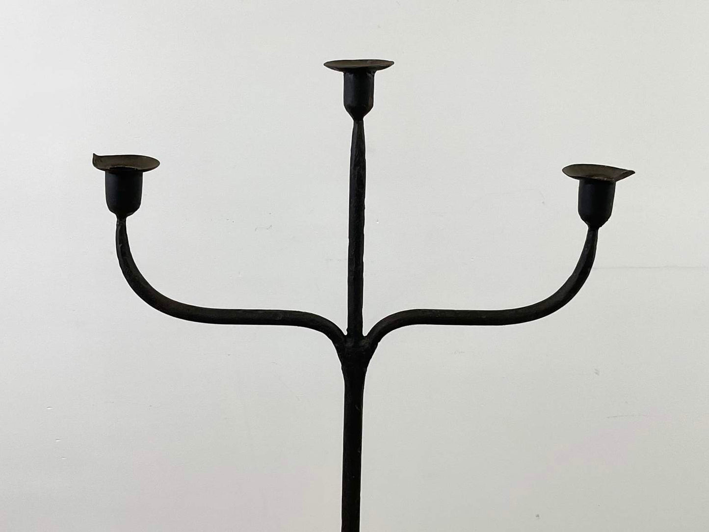 Antique Tall Wrought Iron Floor Candelabra