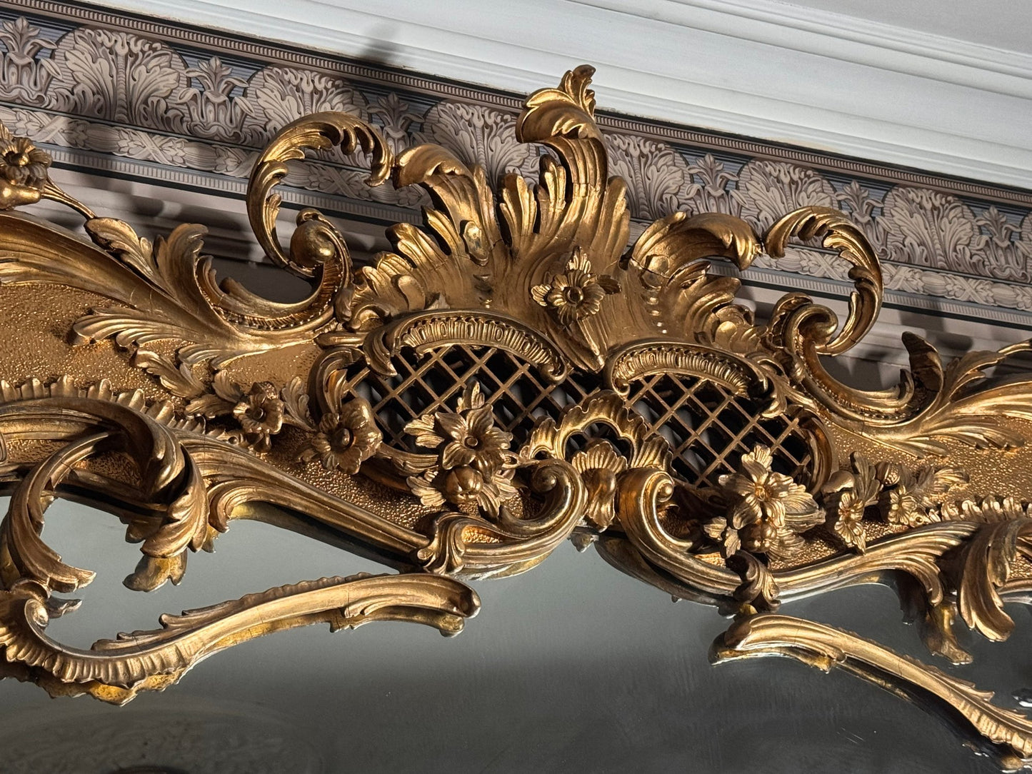 Very Large Antique Mirror, Featuring An Ornate Gilt Frame In The Louis XV Style