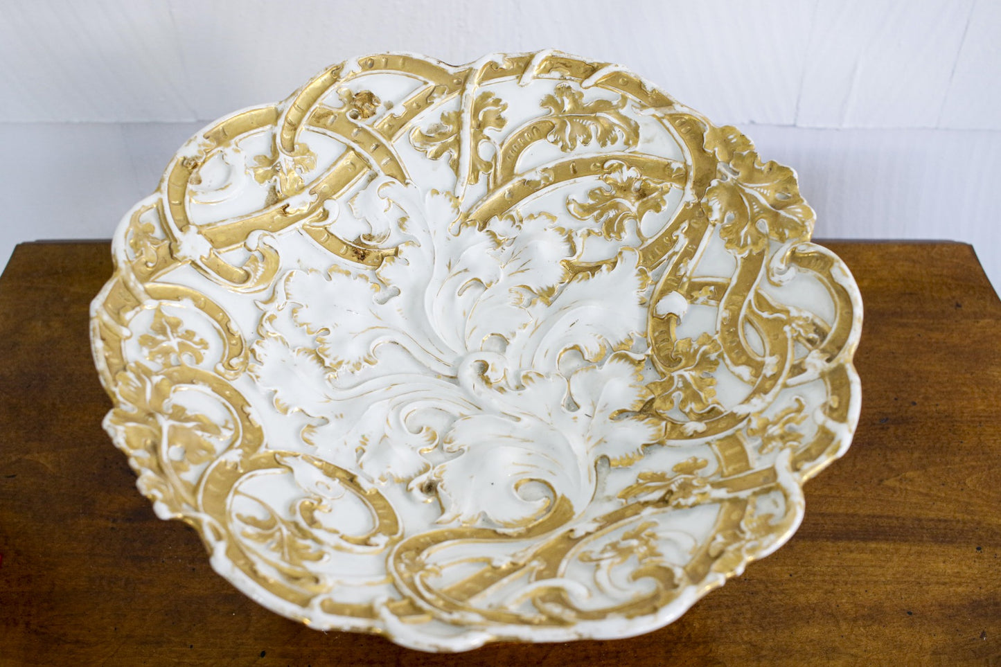 Meissen German White And Gold Compote Dish