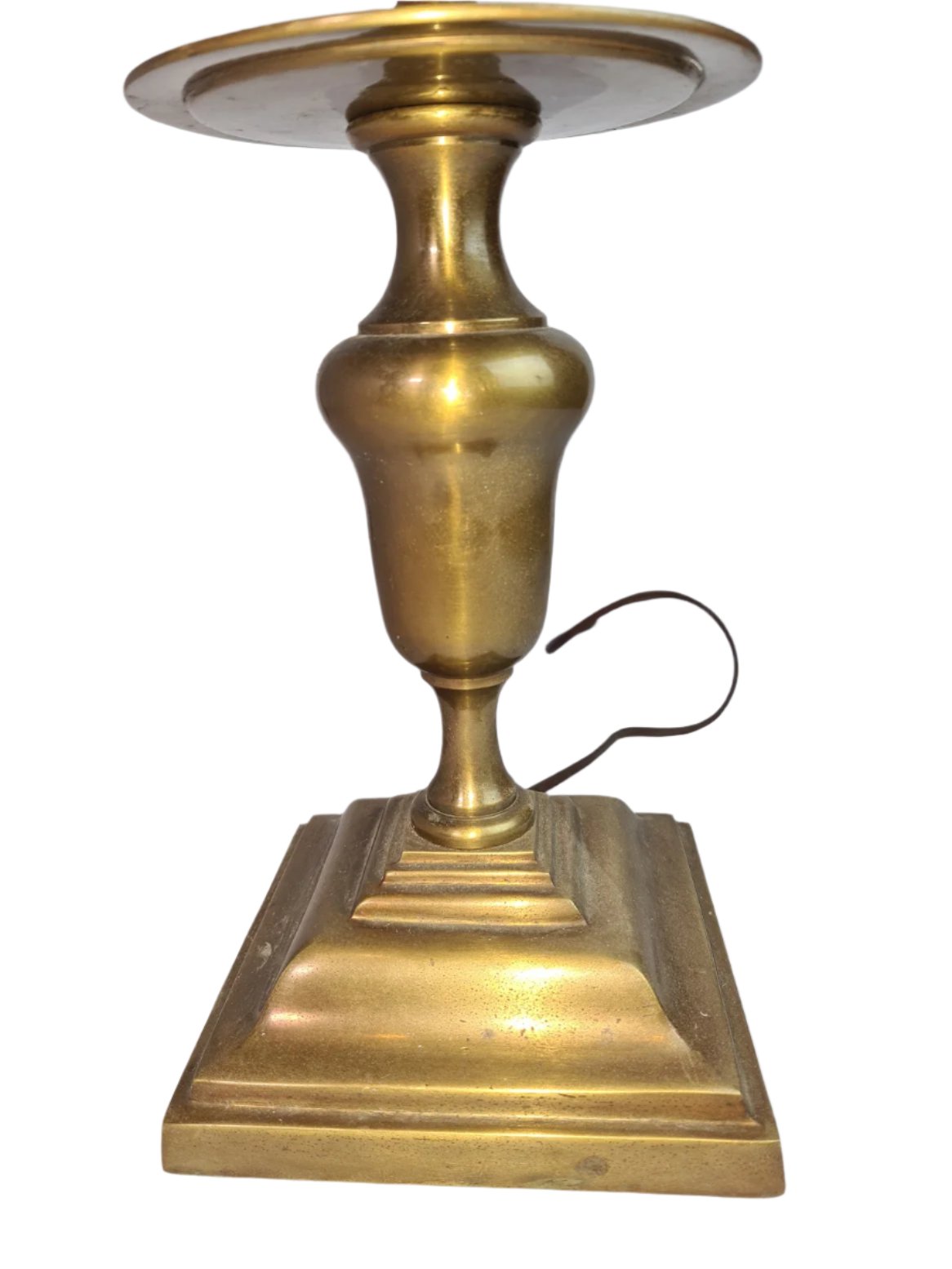 Vintage Tall Solid Brass Asian Style Candlestick Lamp