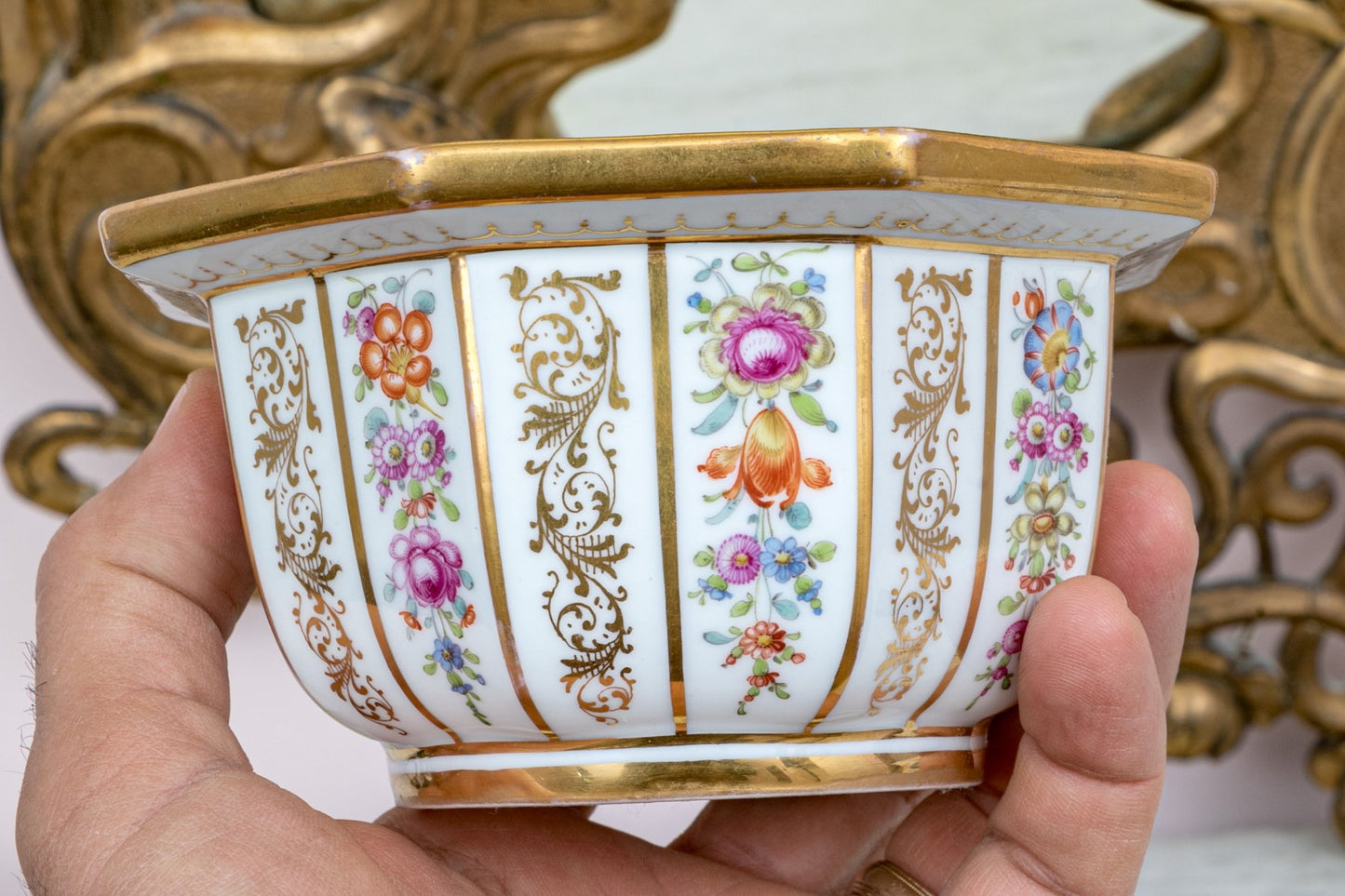 Magnificent Antique 19th C. Meissen Octagonal Sugar Bowl