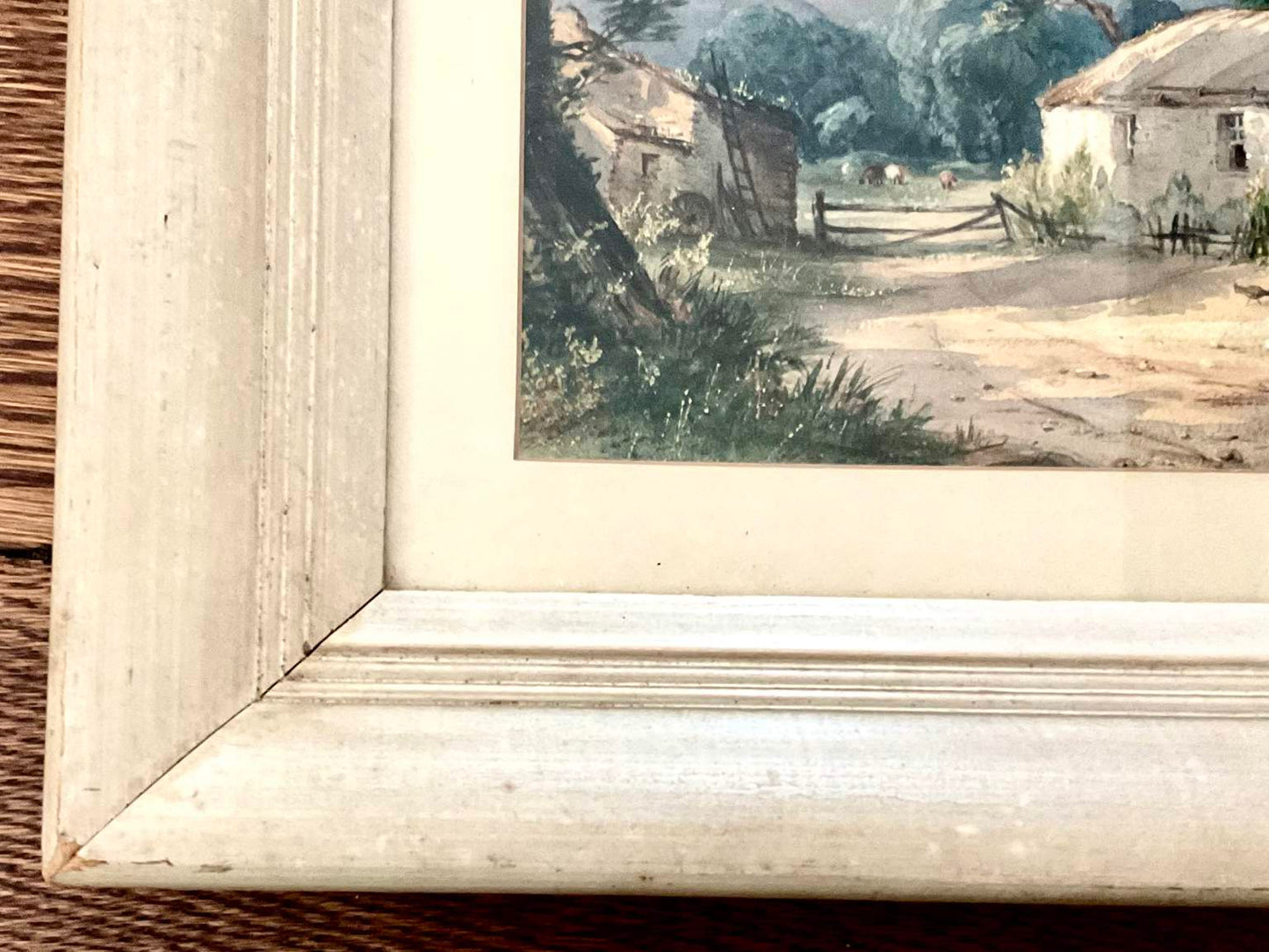Period Farm Watercolor on Paper, Signed