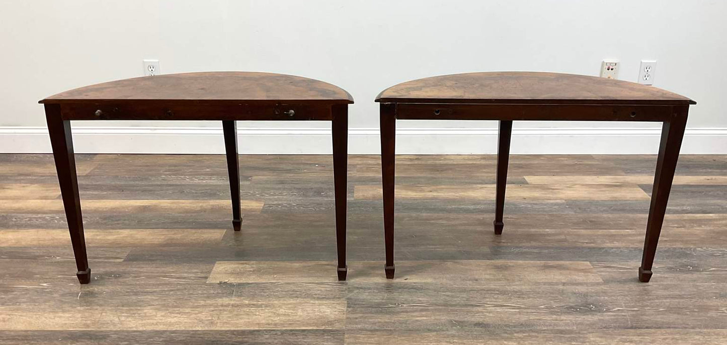 Antique George III Style Walnut Burl Demi-Lune Table/Console