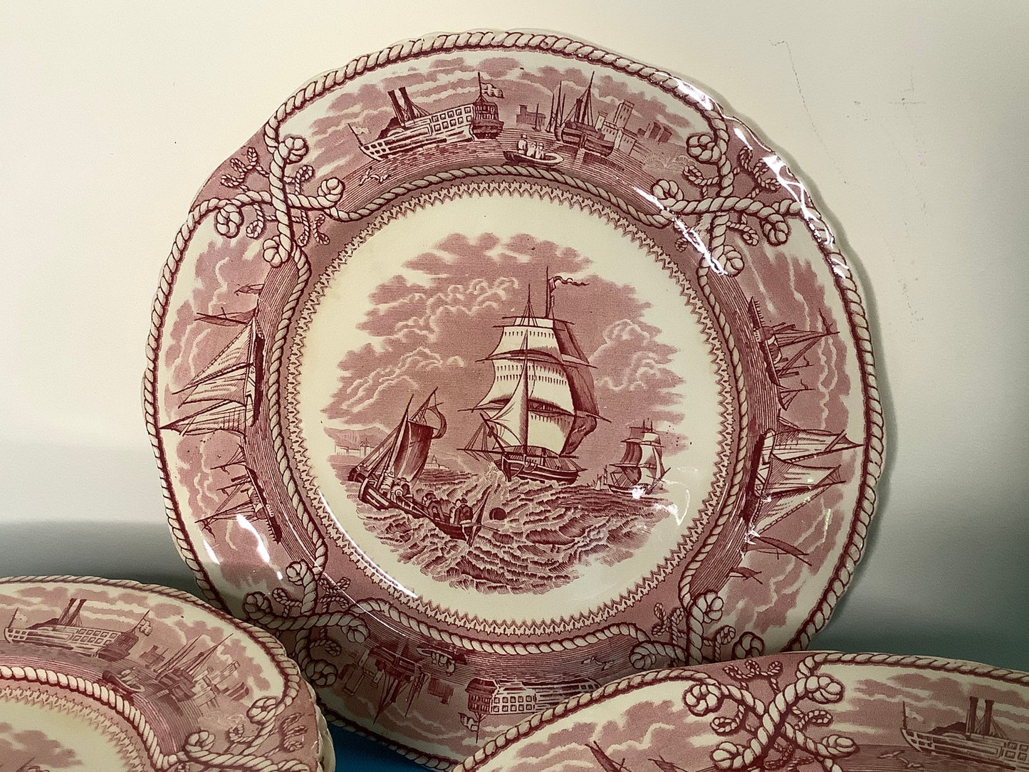 Original Victorian MASON'S IRONSTONE AMERICAN MARINE PLATES - 17 pcs