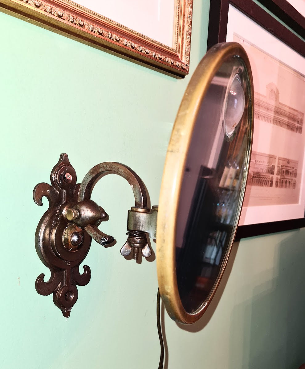 French Art Deco Illuminated Shaving Mirror, Attributed to Maison Brot, Paris, circa 1930
