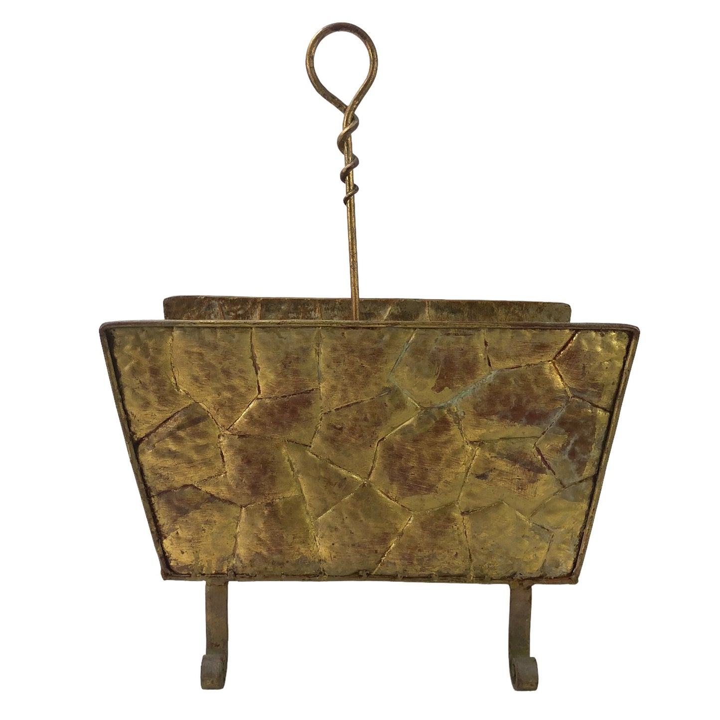 Mid-Century Modern Hand Forged Wrought Iron & Steel Firewood Rack - #S16-F