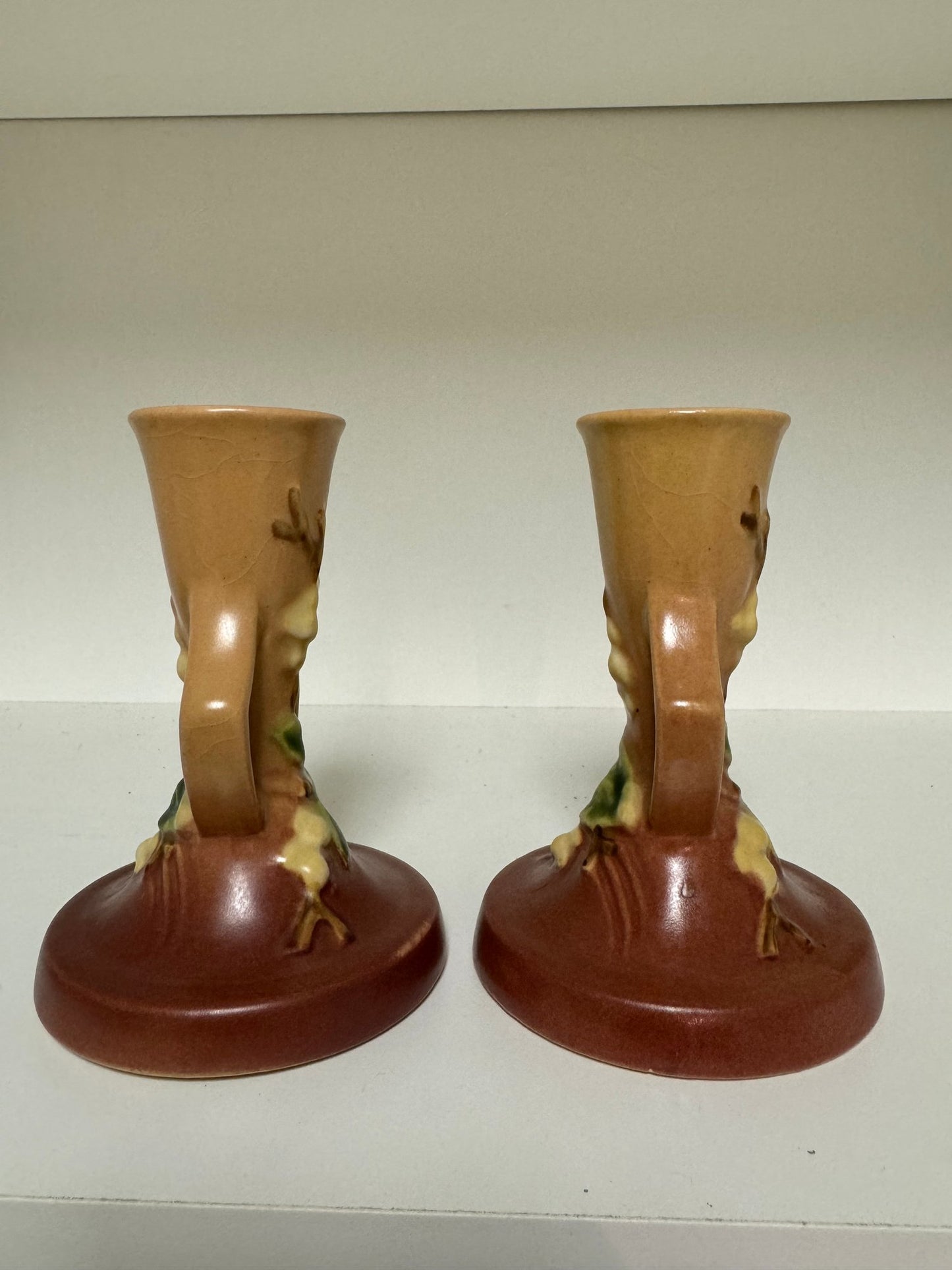 Pair Of Roseville Snowberry Candleholders