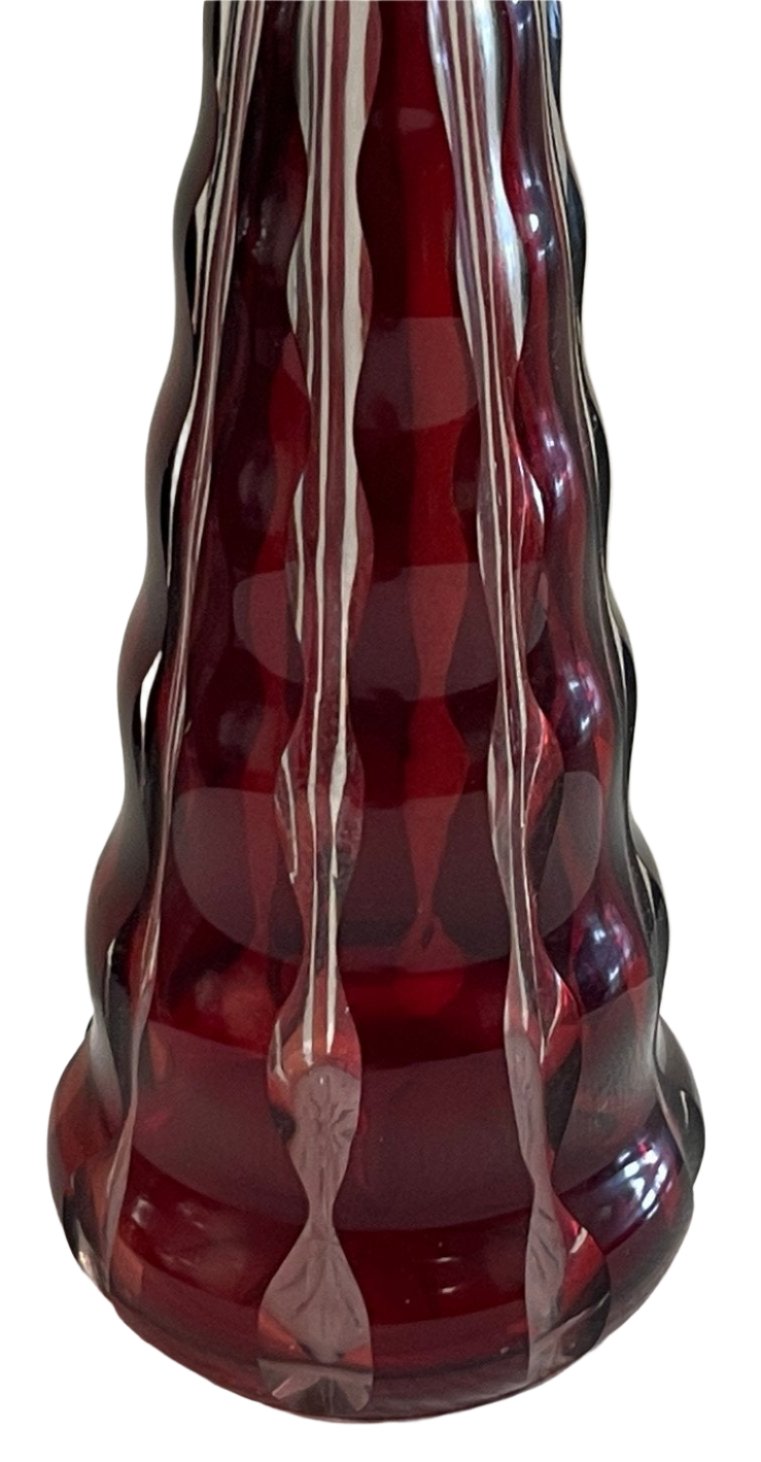Ruby Red Cut Glass Decanter