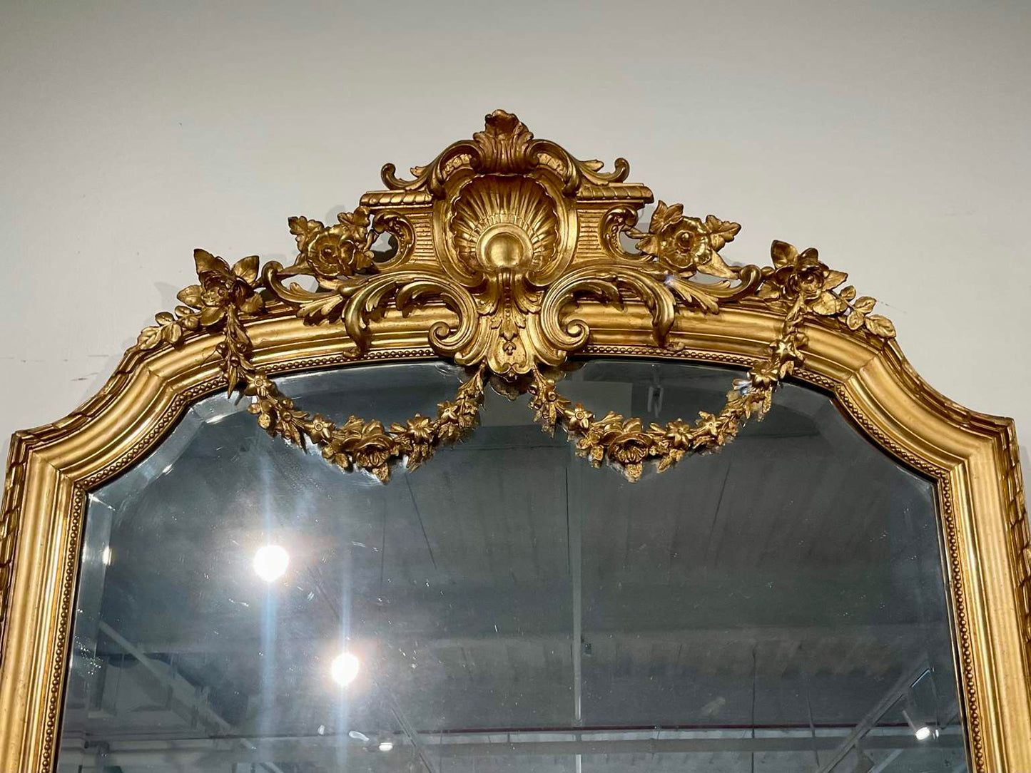 70” Tall Vintage Gilt Beveled Mirror