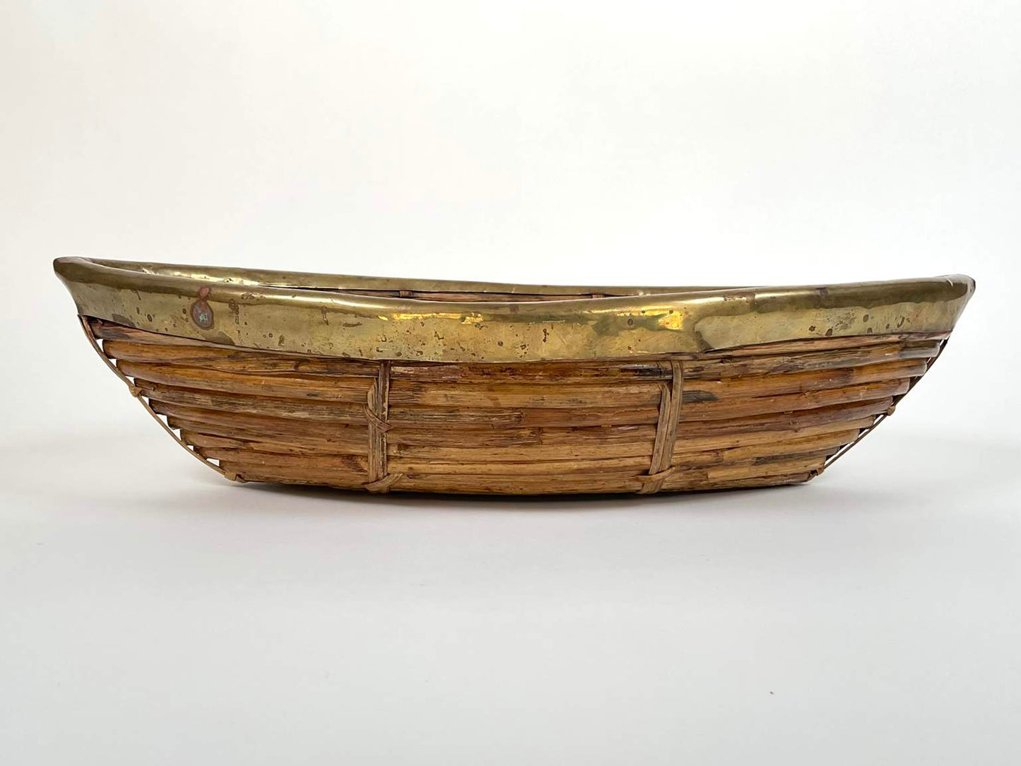 Pencil Reed Brass Banded Bowl, Late 20th century