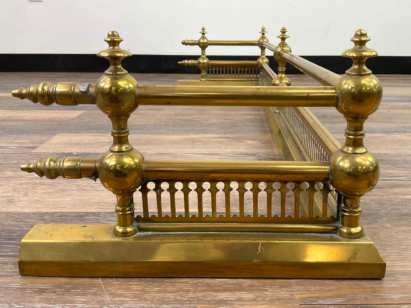 Vintage Brass Fireplace Fender and Andirons